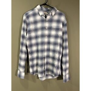 Faherty The All Time Shirt Mens Sz Med Gray Plaid Lightweight Flannel Surf